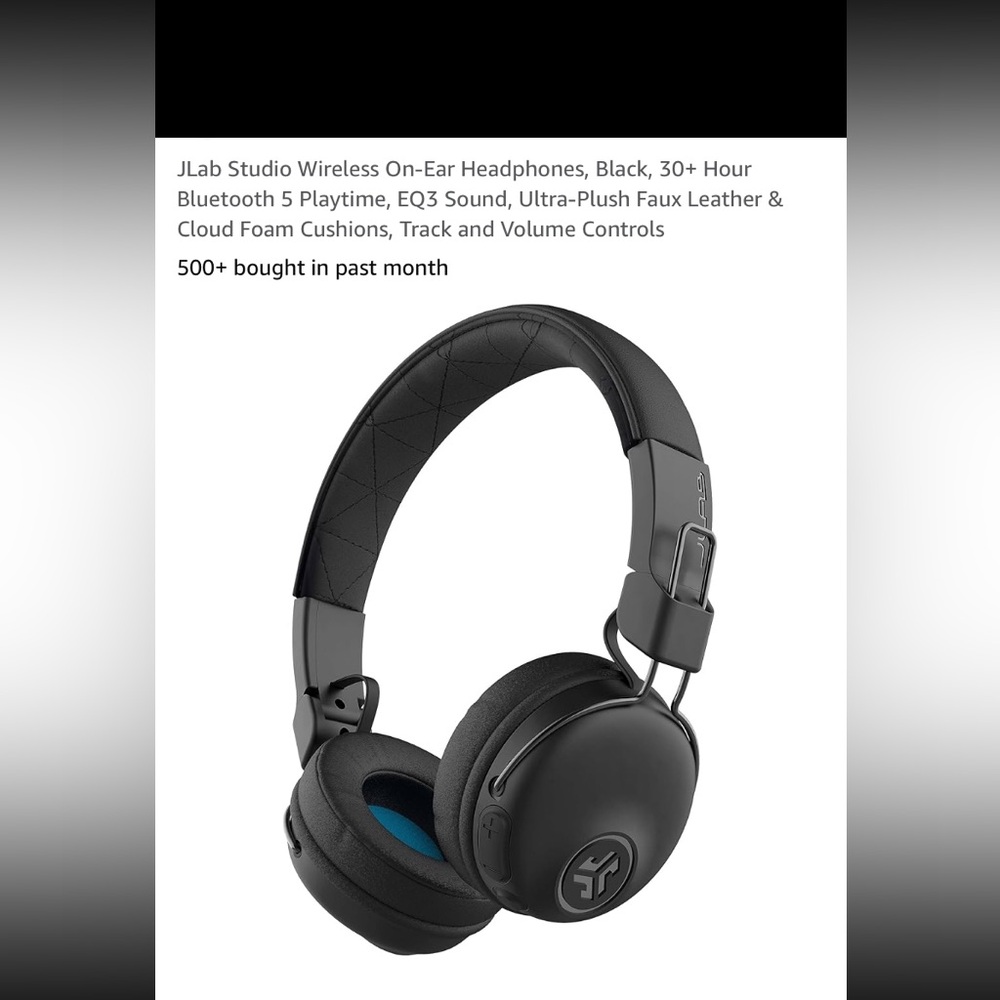 JLAB Studio Wireless On-Ear Headphones,30+ Hour Blutooth 5 Playtime,Track/Volume